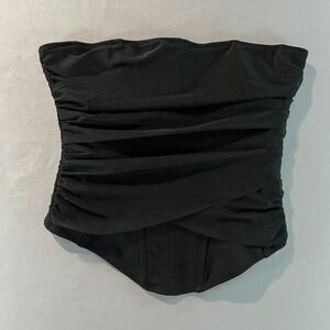 White Fox Next To Nothing Strapless Bustier Black Corset Top Size XS NWT